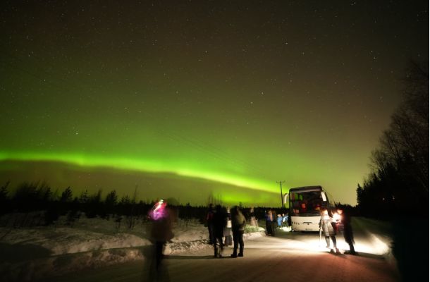 Hunt for aurora borealis by bus